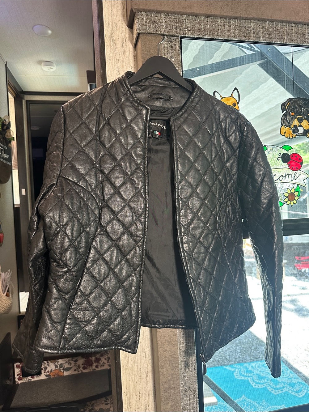 Quilted Black Italian Leather Women's Jacket